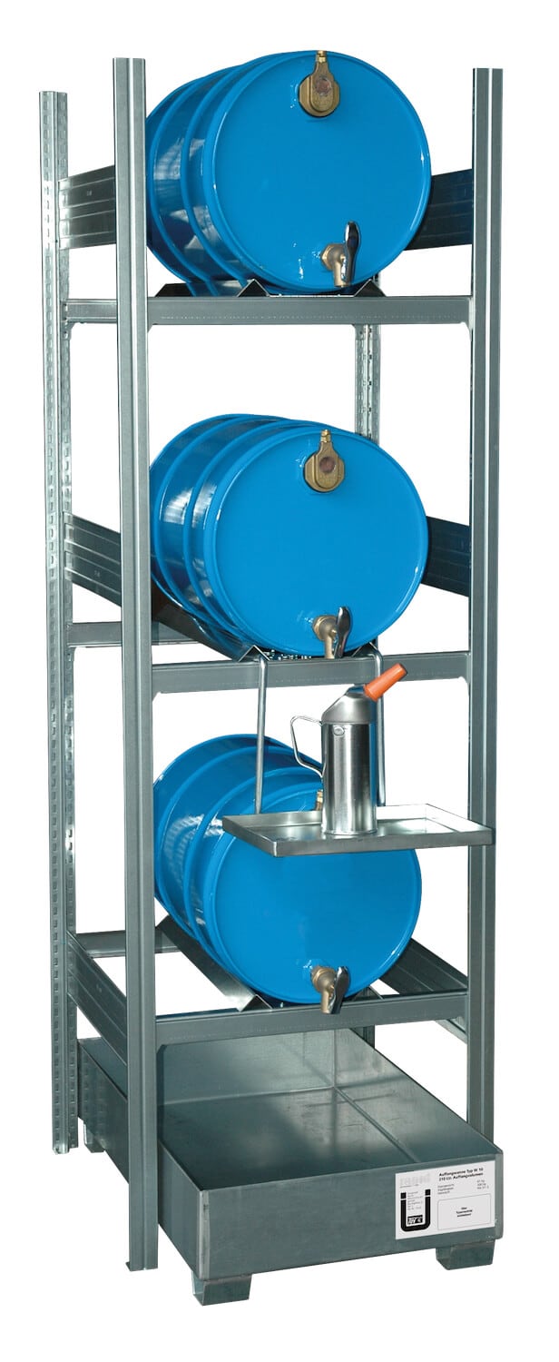 Abfüllplatz zur Lagerung von 3x 60 Ltr.-Fässern.